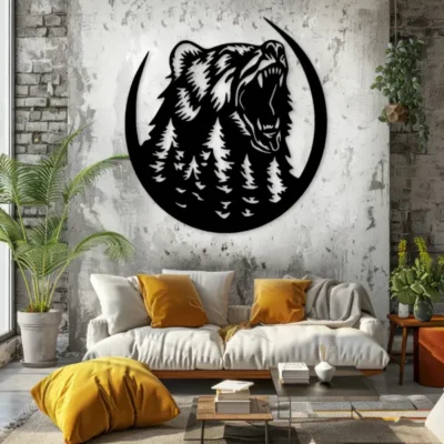 "Bear Wall Art Premium MDF Wood Decor for Modern Home Office".
