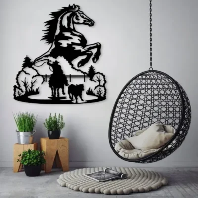 "Majestic Rising Horse MDF Wall Art for Office Success Decor".