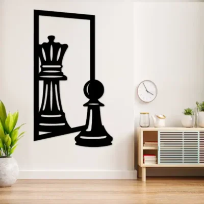 "Chess King Wall Art Premium MDF Wood Decor for Executive Office Interior".