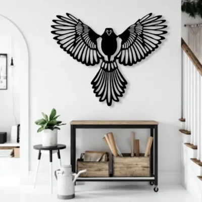 "Majestic Eagle MDF Wall Art Flying Bird Decor for Office Interior".