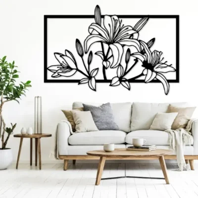 "Elegant Floral Wall Art Set of 2 MDF Wood Decor for Living Room".