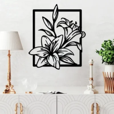 "Elegant Floral MDF Wall Art Premium Flower Design Wooden Décor for Bedroom".