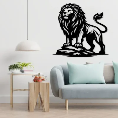 "Royal Lion MDF Wall Art Elegant Wooden Decor for Home Entrance".