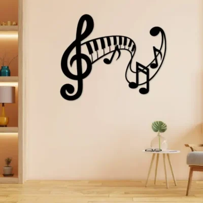 "Piano Music Note Wall Art MDF Wood Decor for Music Studio".