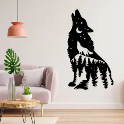 Wolf Howling MDF Wall Art